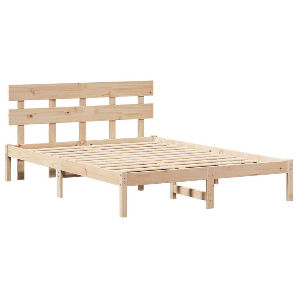 Sengestamme med hodegjerde Brun 150 x 200 cm Massivt furutre