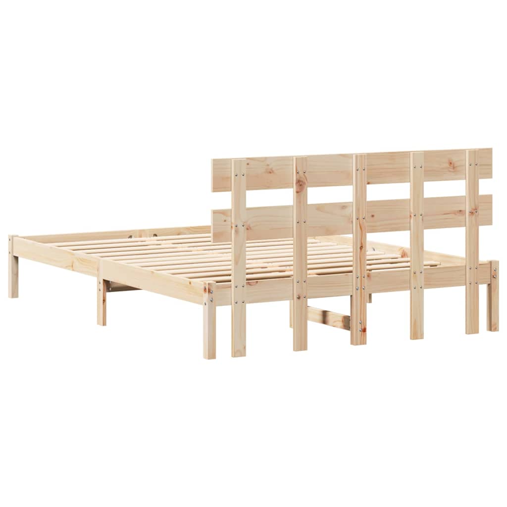 Sengestamme med hodegjerde Brun 150 x 200 cm Massivt furutre