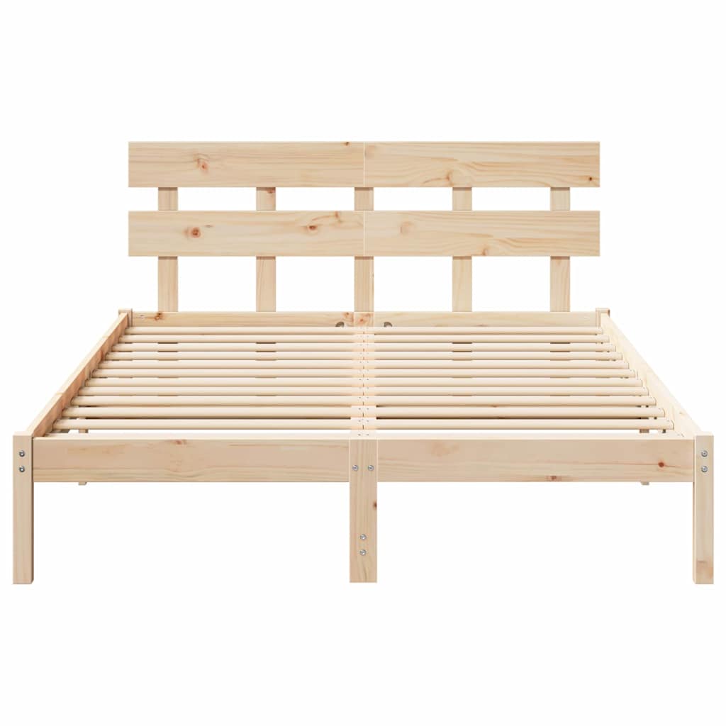 Sengestamme med hodegjerde Brun 150 x 200 cm Massivt furutre