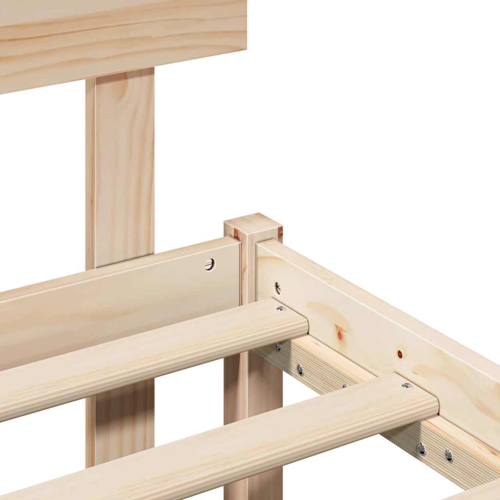 Sengestamme med hodegjerde Brun 120 x 200 cm Massivt furutre