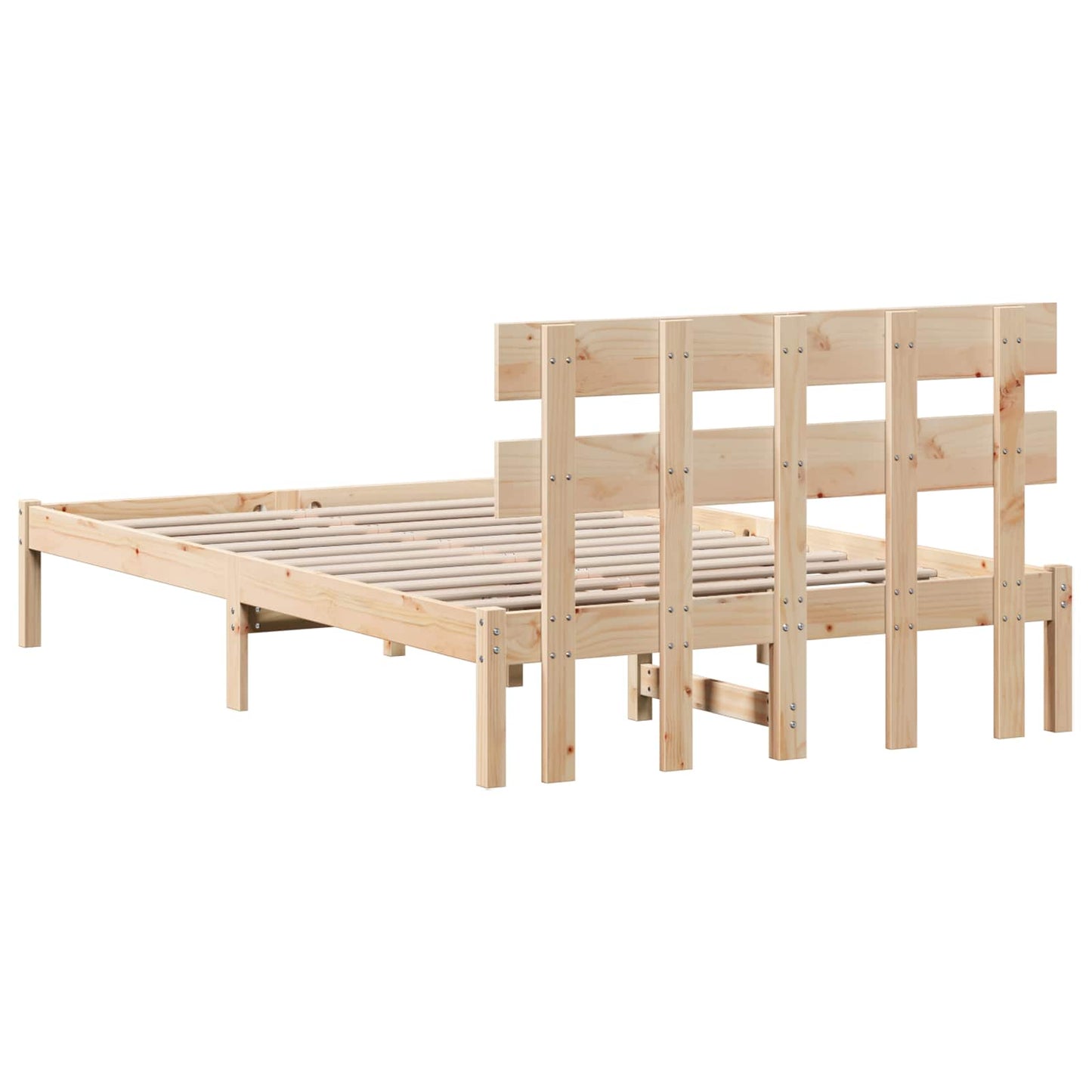 Sengestamme med hodegjerde Brun 120 x 200 cm Massivt furutre
