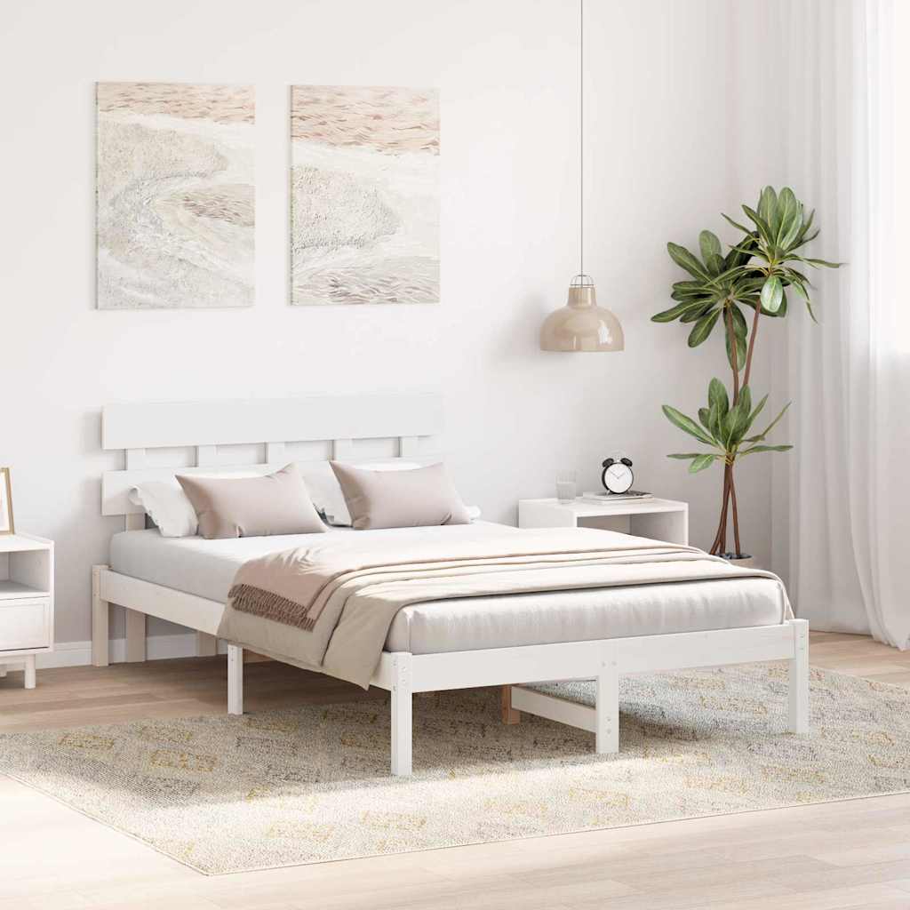 Sengestamme med hodegjerde Hvit 120 x 190 cm Massivt furutre