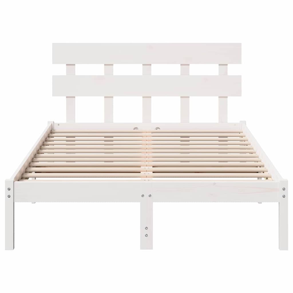 Sengestamme med hodegjerde Hvit 120 x 190 cm Massivt furutre