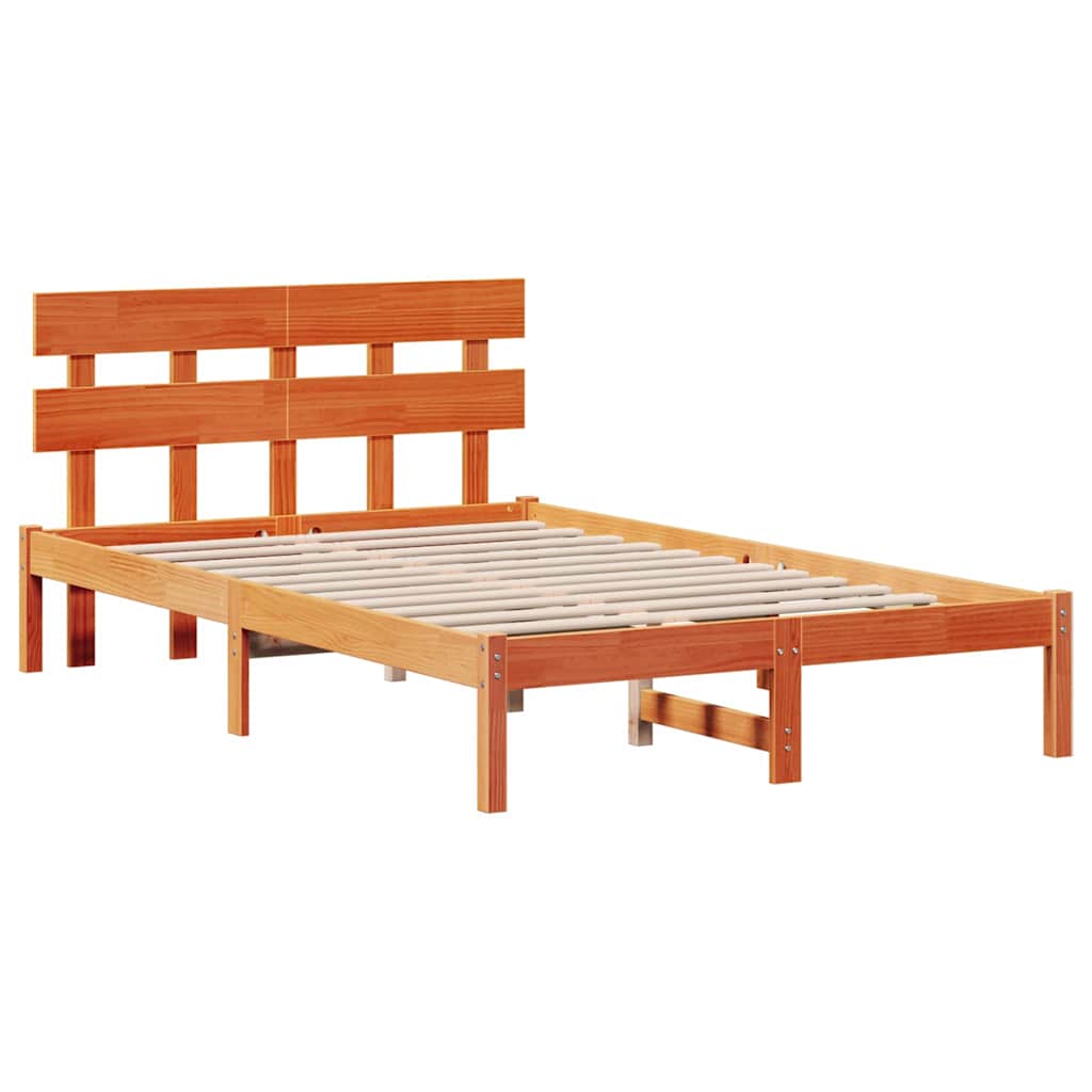 Sengestamme med hodegjerde Brun 120 x 190 cm Massivt furutre