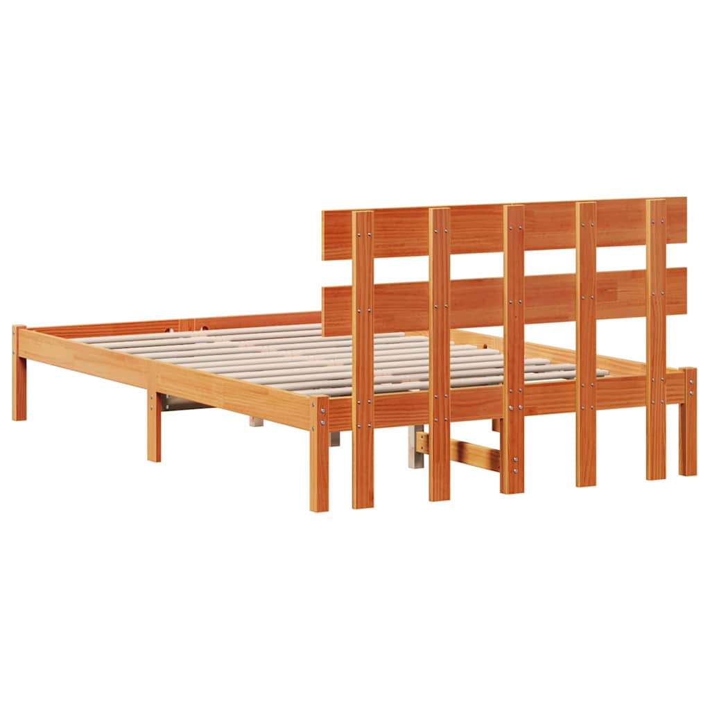 Sengestamme med hodegjerde Brun 120 x 190 cm Massivt furutre