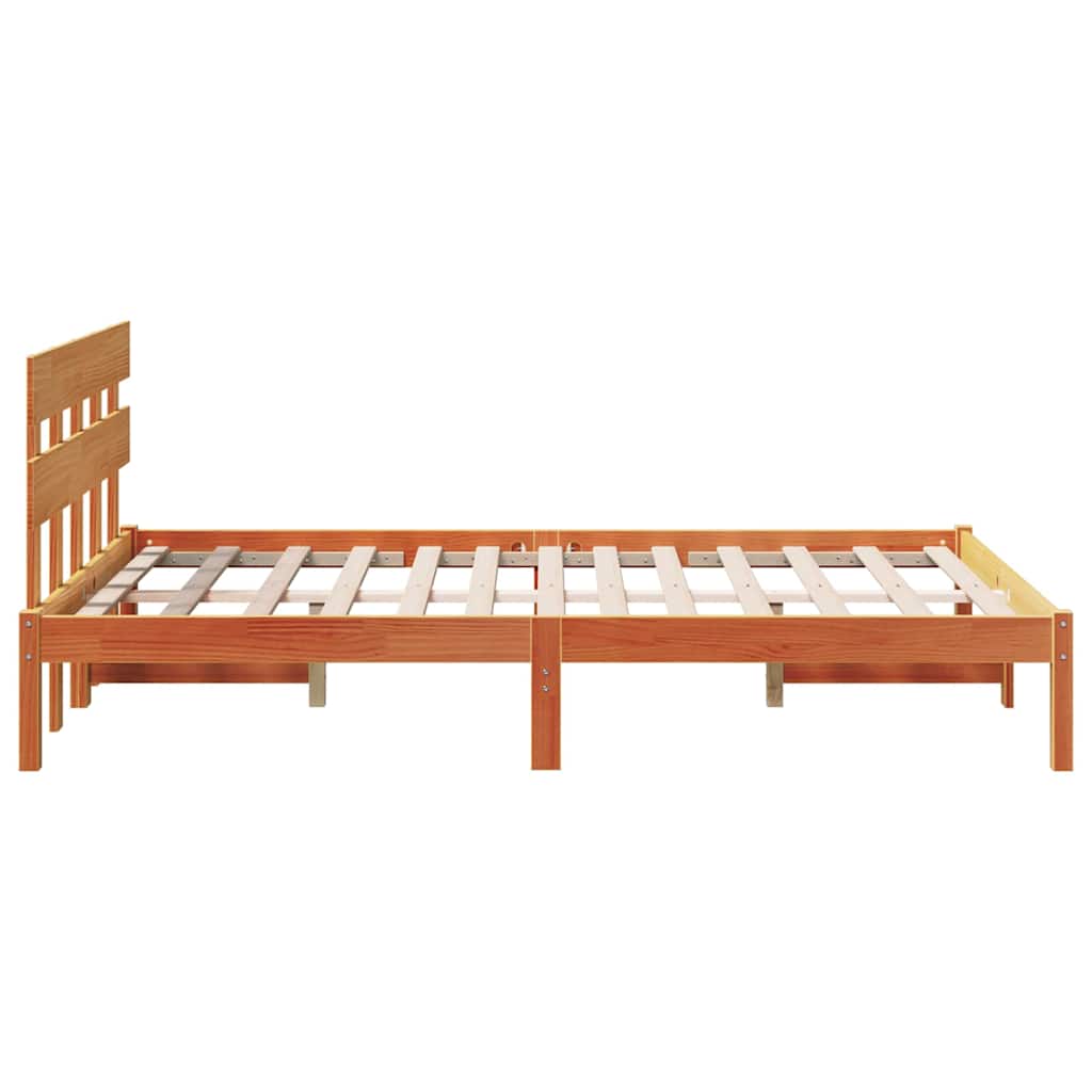 Sengestamme med hodegjerde Brun 120 x 190 cm Massivt furutre