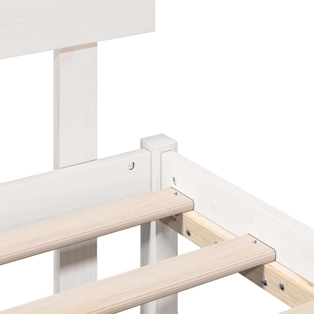 Sengestamme med hodegjerde Hvit 140 x 190 cm Massivt furutre