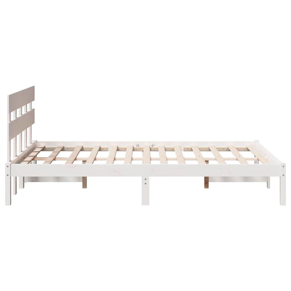 Sengestamme med hodegjerde Hvit 140 x 190 cm Massivt furutre