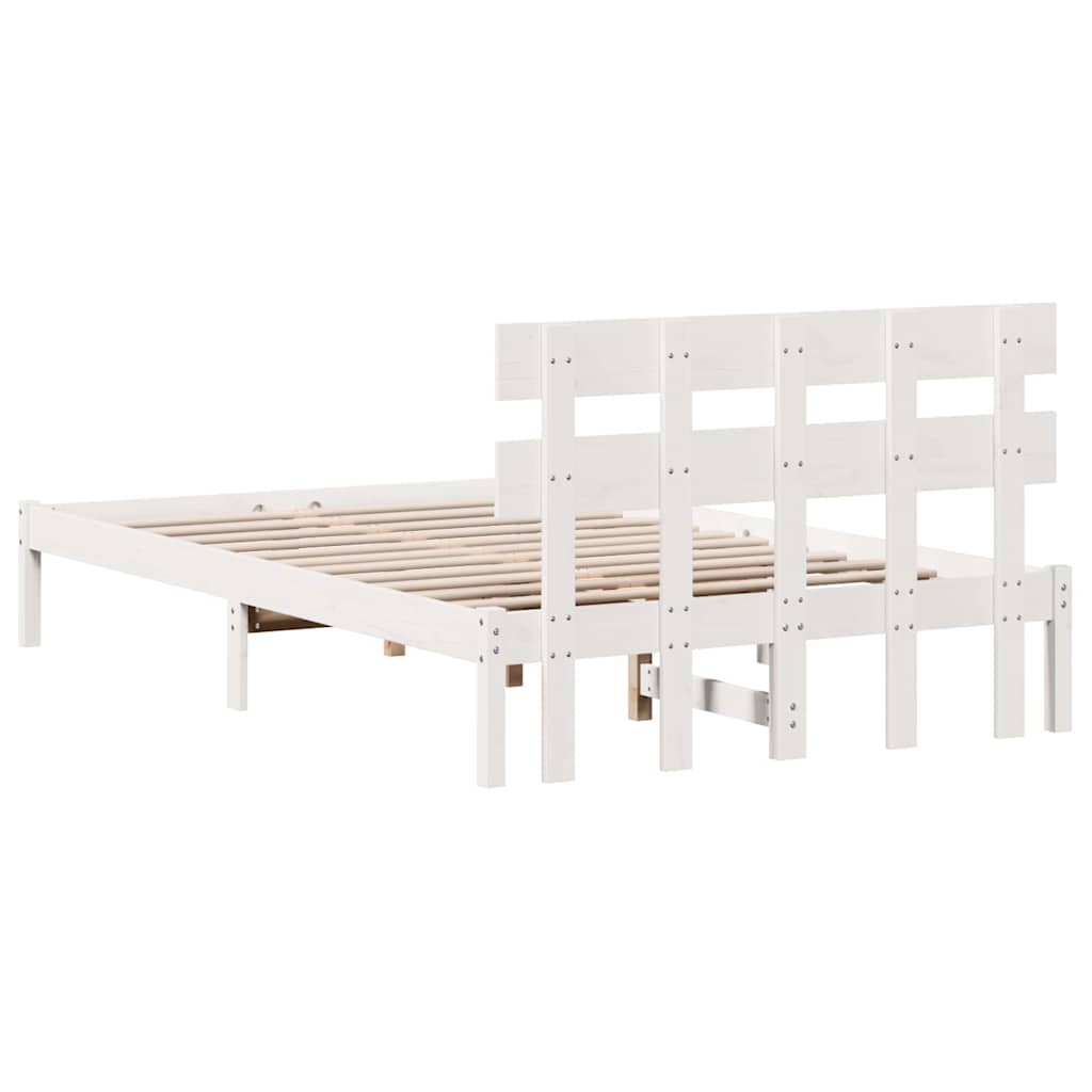 Sengestamme med hodegjerde Hvit 135 x 190 cm Massivt furutre