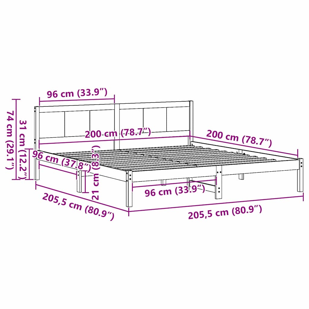 Sengestamme Brun 200 x 200 cm Massivt furutre