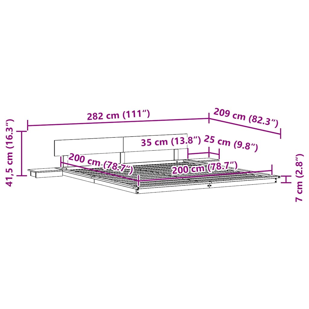 Sengestamme Hvit 200 x 200 cm tre
