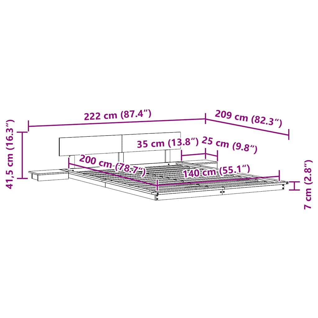 Sengestamme Hvit 140 x 200 cm tre