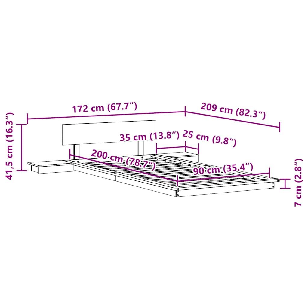 Sengestamme Brun 90 x 200 cm tre