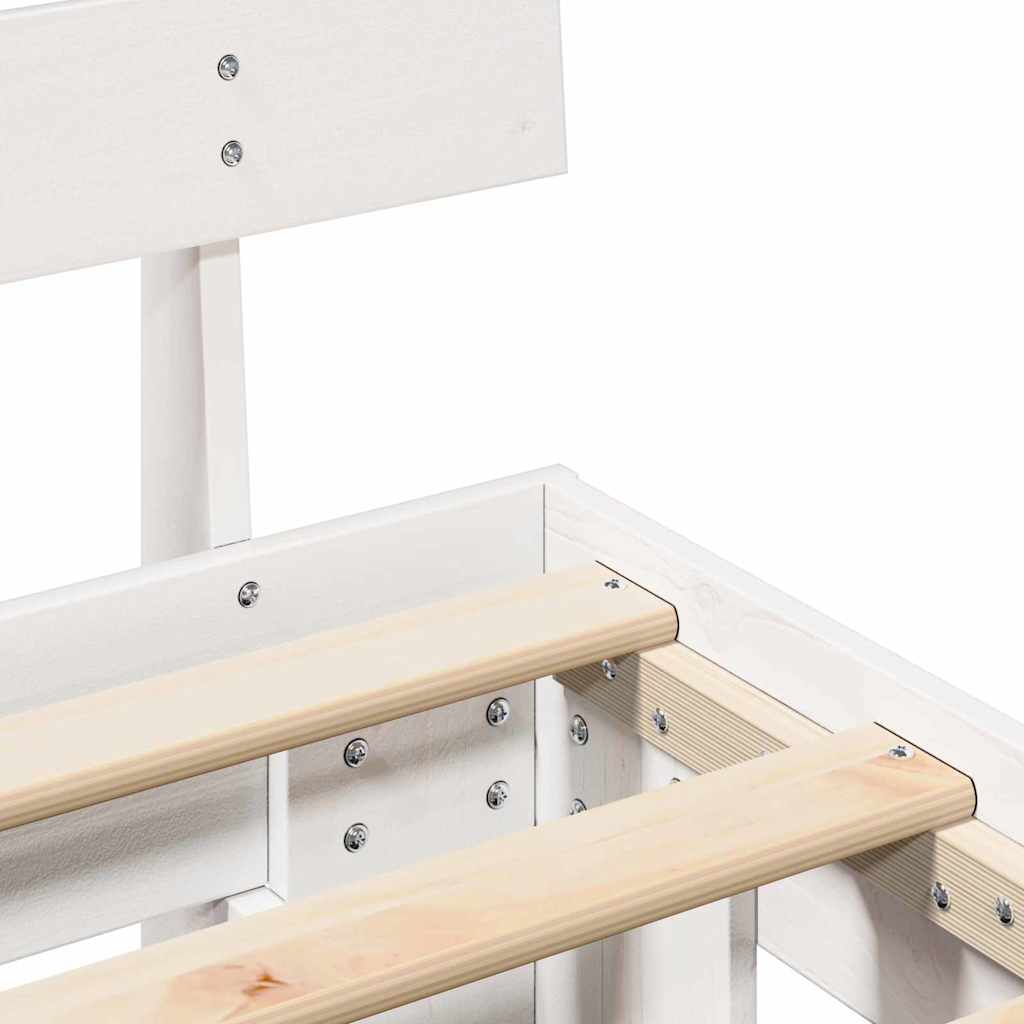 Sengestamme med hodegjerde Hvit 200 x 200 cm Massiv furu