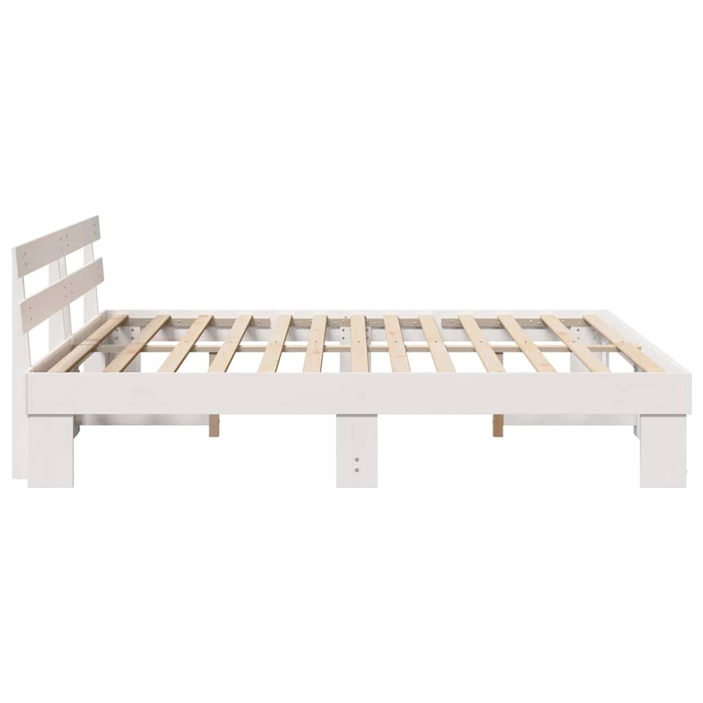 Sengestamme med hodegjerde Hvit 200 x 200 cm Massiv furu