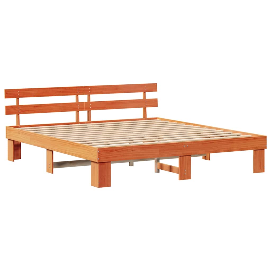 Sengestamme med hodegjerde Vokset Brun 200 x 200 cm Massiv furu