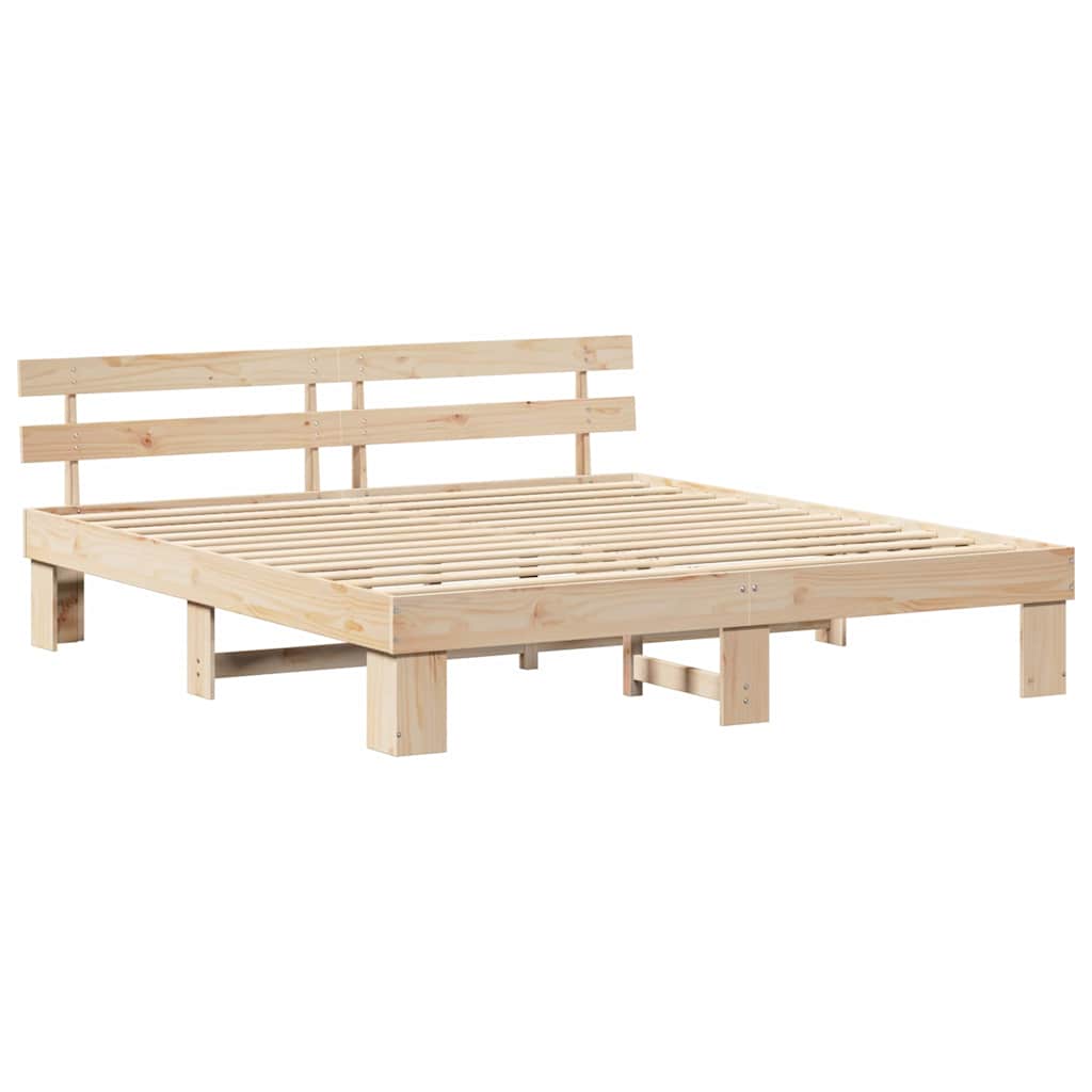 Sengestamme med hodegjerde Naturlig 180 x 200 cm Massiv furu