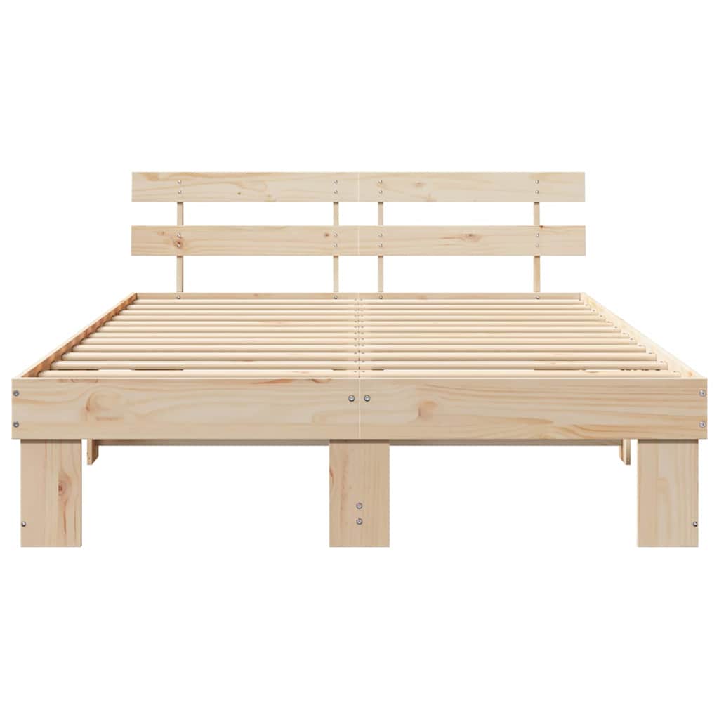 Sengestamme med hodegjerde Naturlig 160 x 200 cm Massiv furu