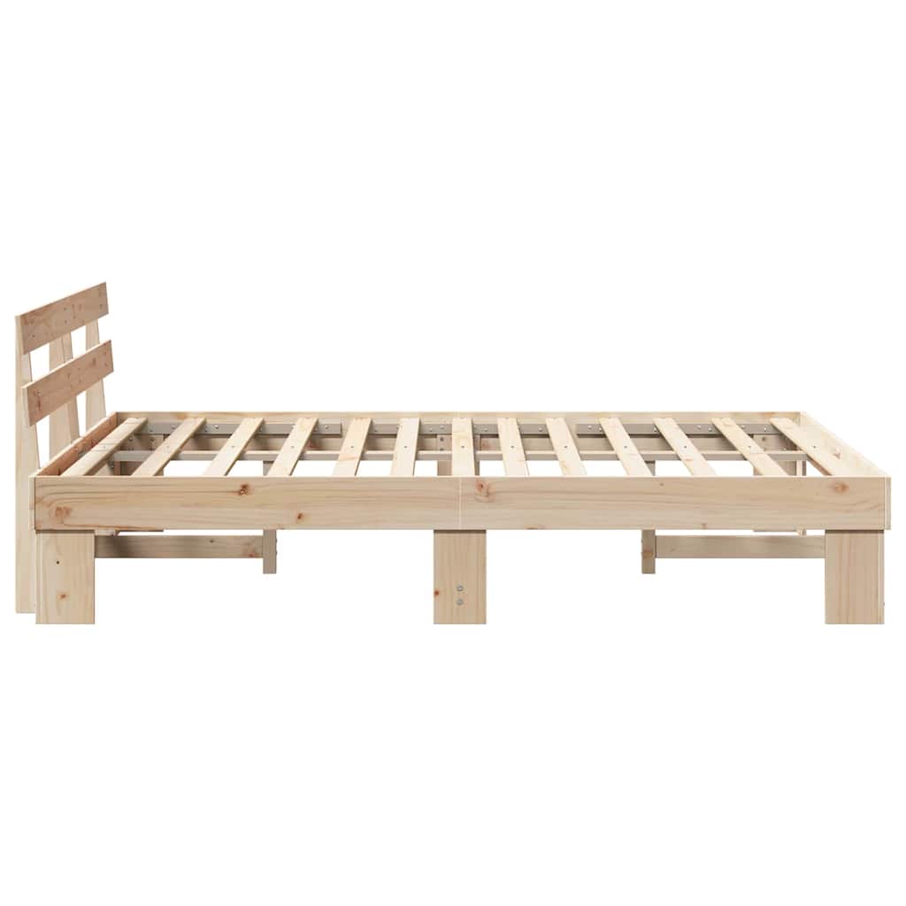 Sengestamme med hodegjerde Naturlig 160 x 200 cm Massiv furu