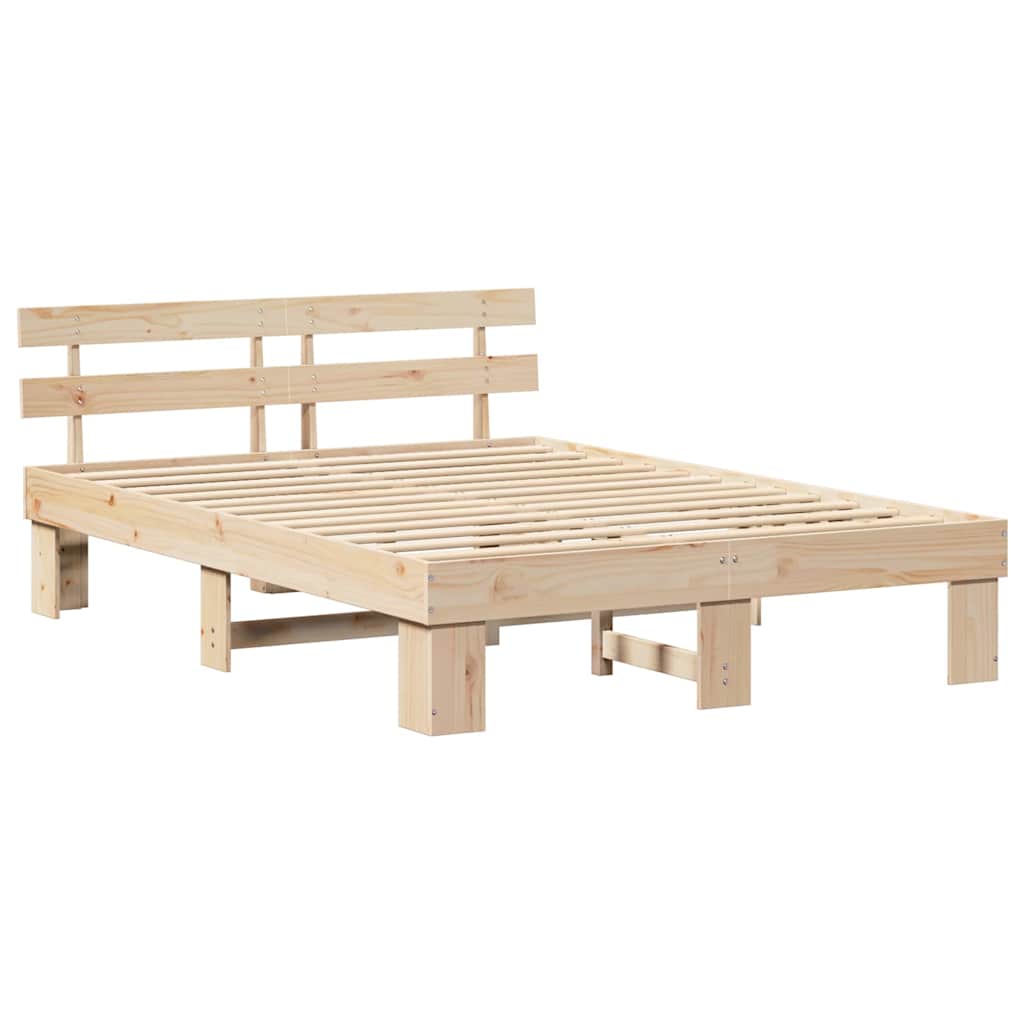 Sengestamme med hodegjerde Naturlig 150 x 200 cm Massiv furu