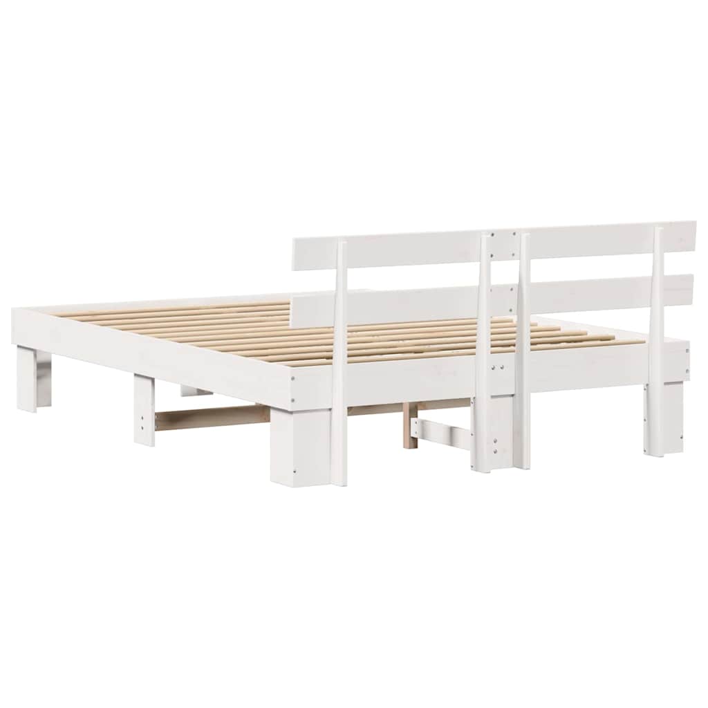 Sengestamme med hodegjerde Hvit 150 x 200 cm Massiv furu