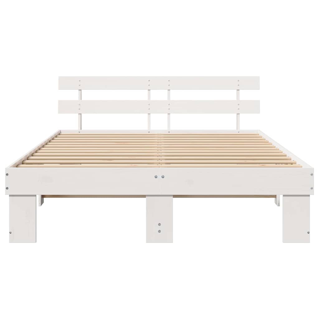 Sengestamme med hodegjerde Hvit 150 x 200 cm Massiv furu