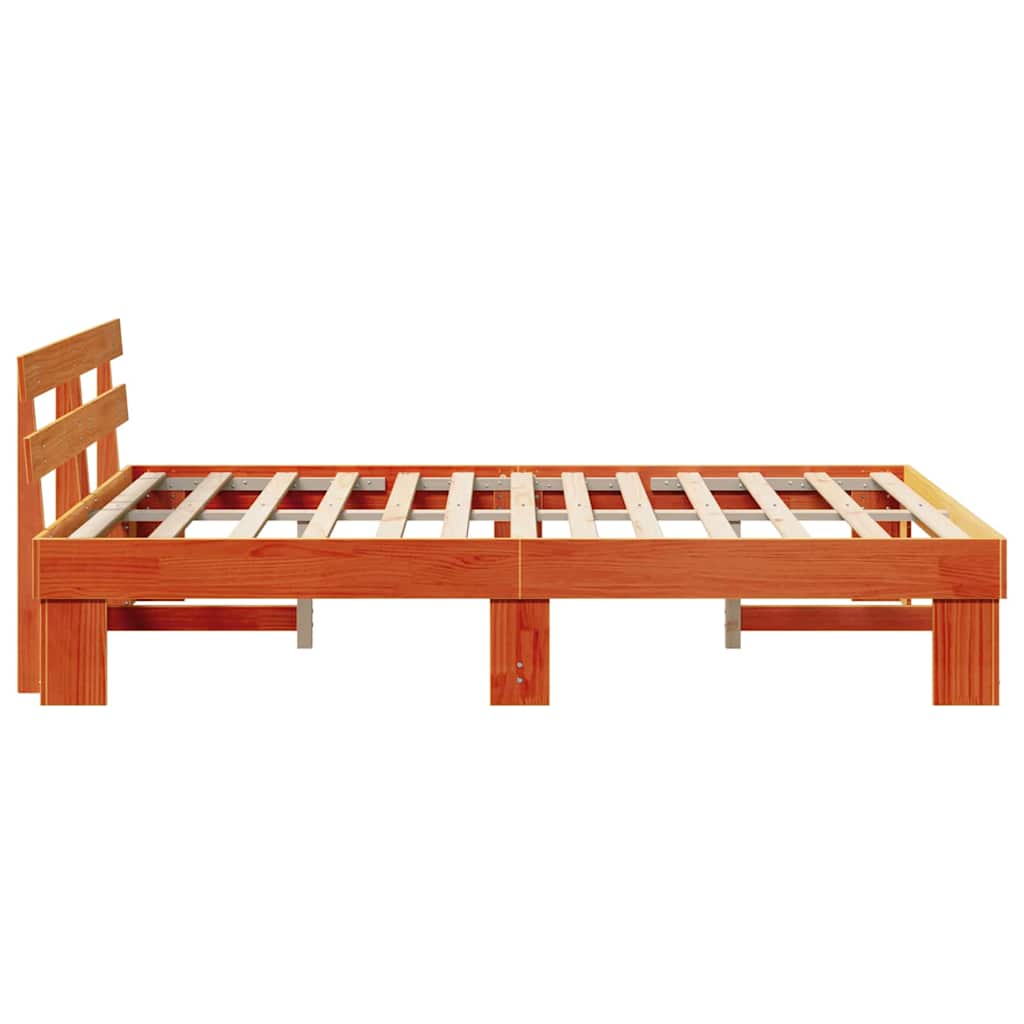 Sengestamme med hodegjerde Vokset Brun 150 x 200 cm Massiv furu