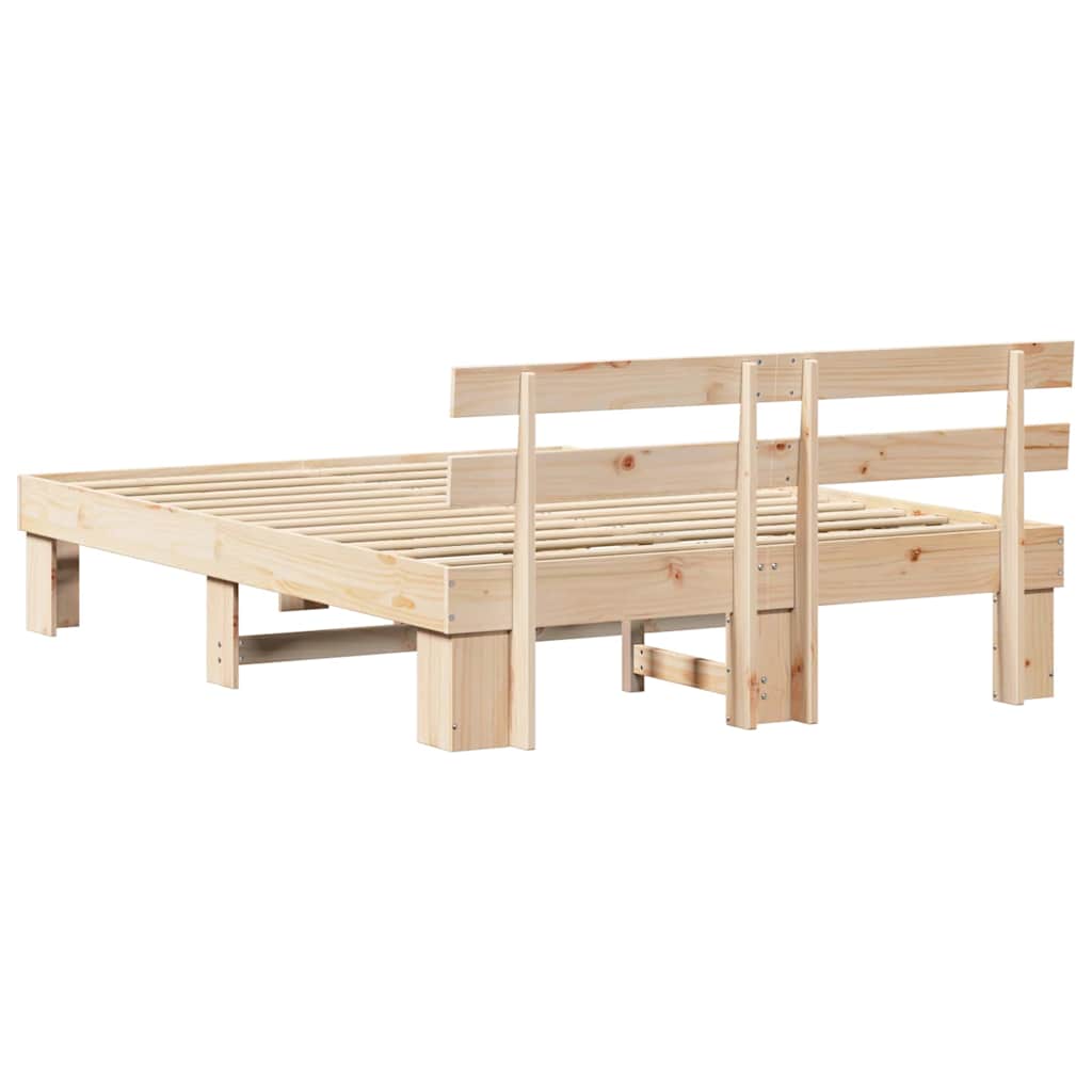 Sengestamme med hodegjerde Naturlig 140 x 200 cm Massiv furu
