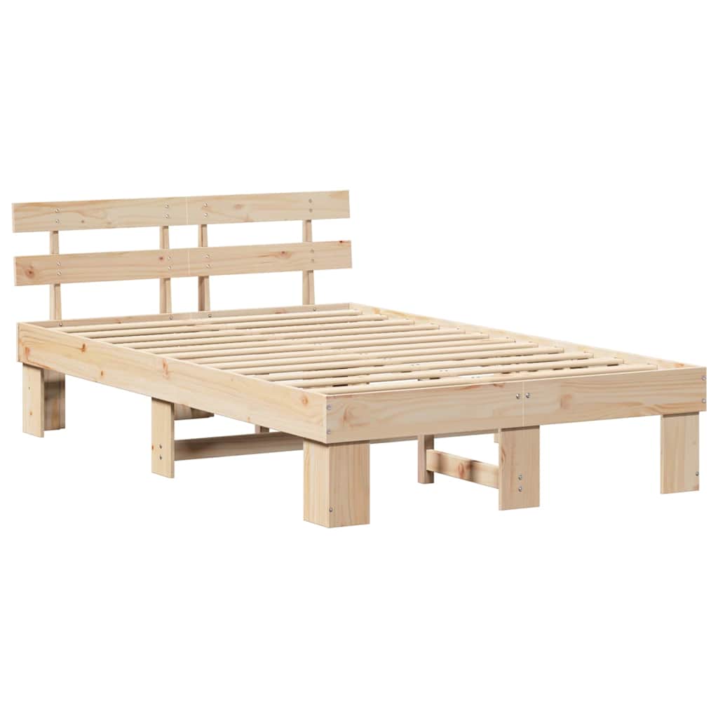 Sengestamme med hodegjerde Naturlig 120 x 200 cm Massiv furu