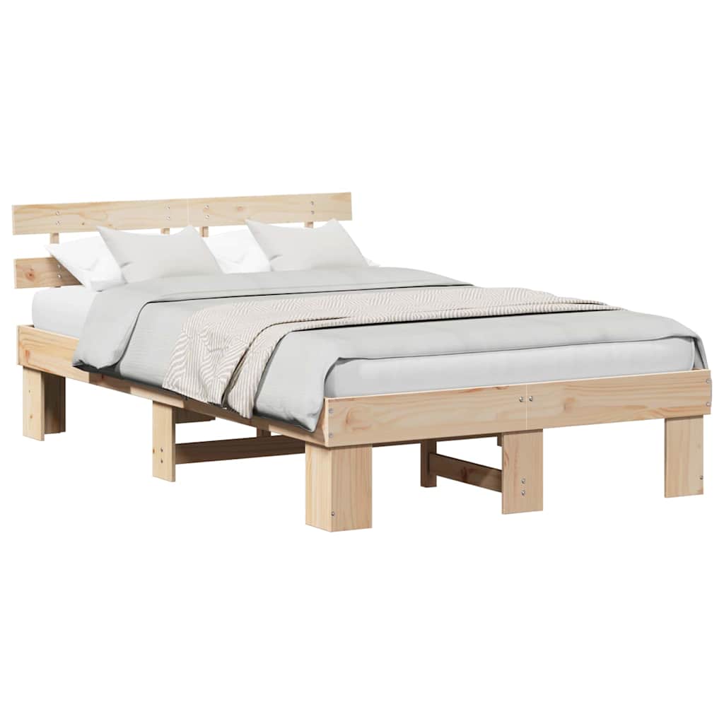 Sengestamme med hodegjerde Naturlig 120 x 200 cm Massiv furu