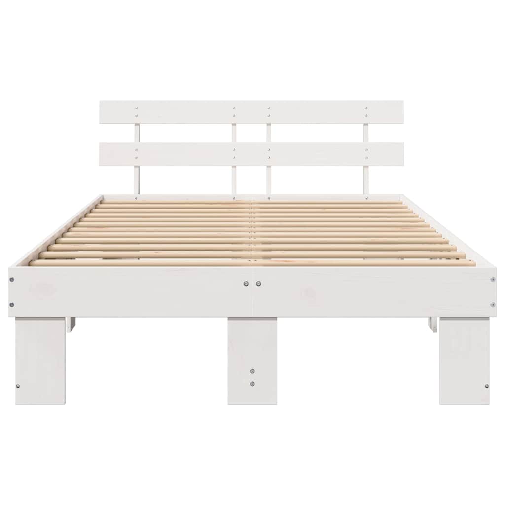 Sengestamme med hodegjerde Hvit 120 x 200 cm Massiv furu