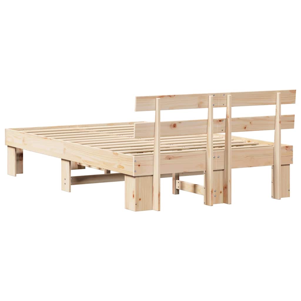 Sengestamme med hodegjerde Naturlig 140 x 190 cm Massiv furu