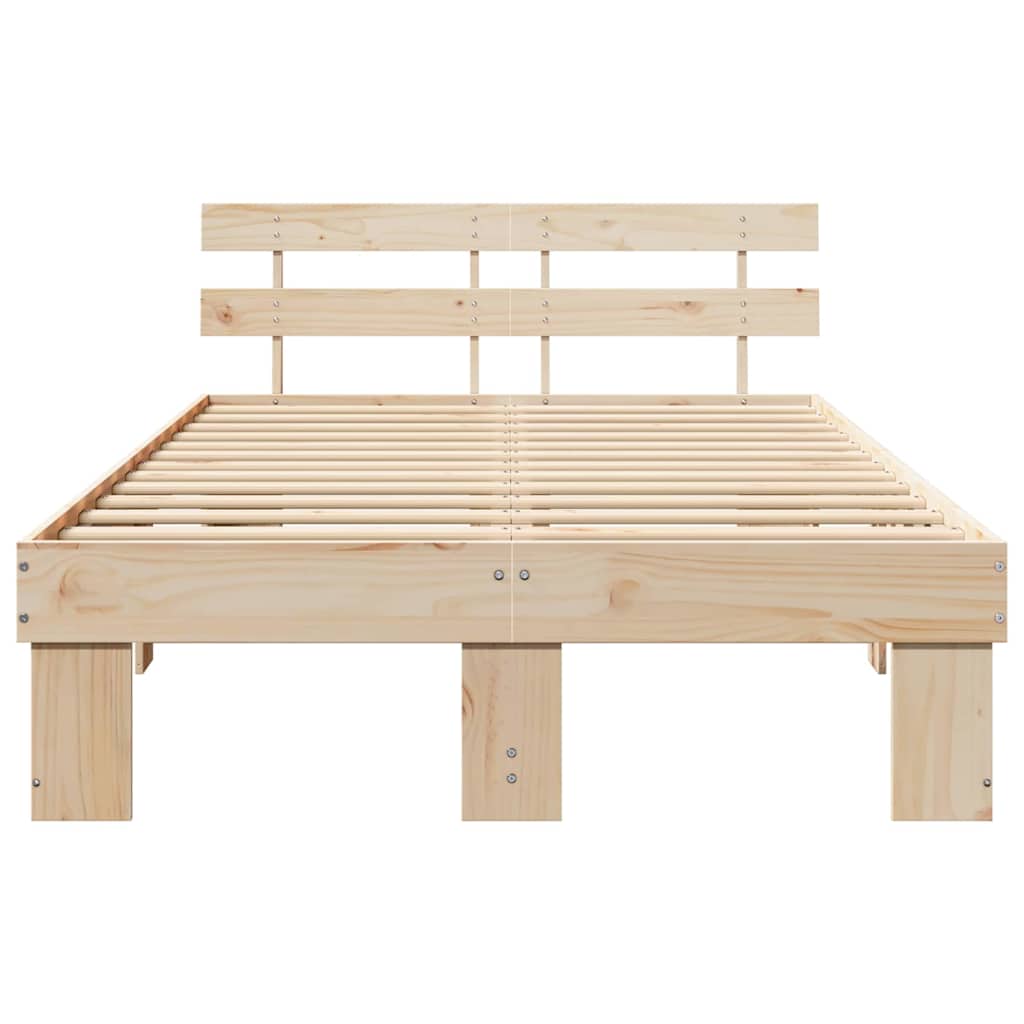 Sengestamme med hodegjerde Naturlig 140 x 190 cm Massiv furu