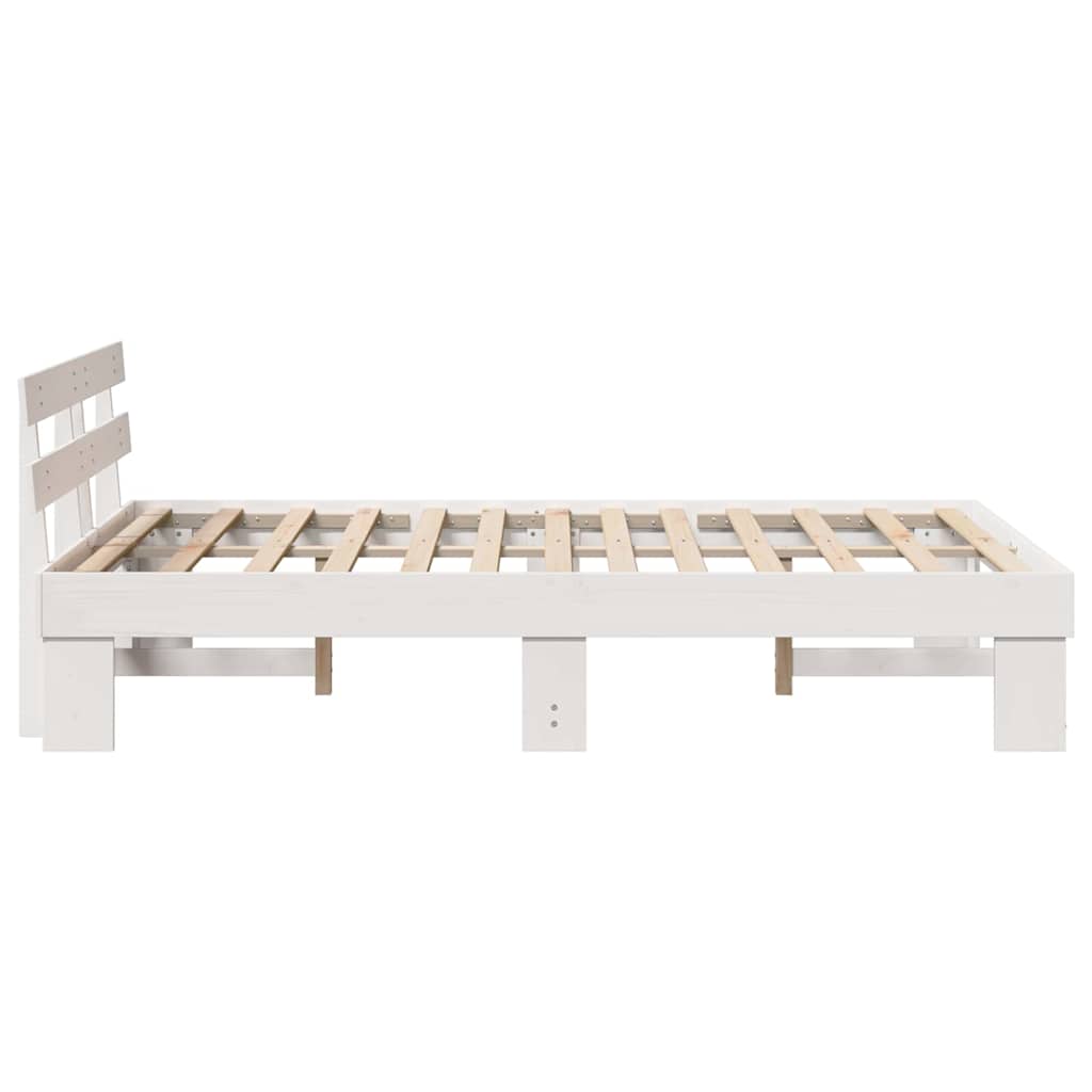 Sengestamme med hodegjerde Hvit 140 x 190 cm Massiv furu