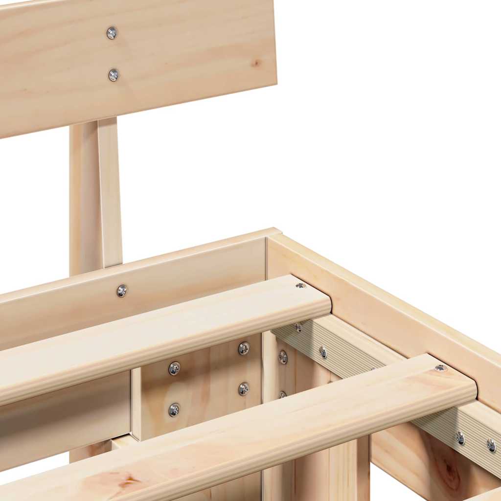 Sengestamme med hodegjerde Naturlig 135 x 190 cm Massiv furu