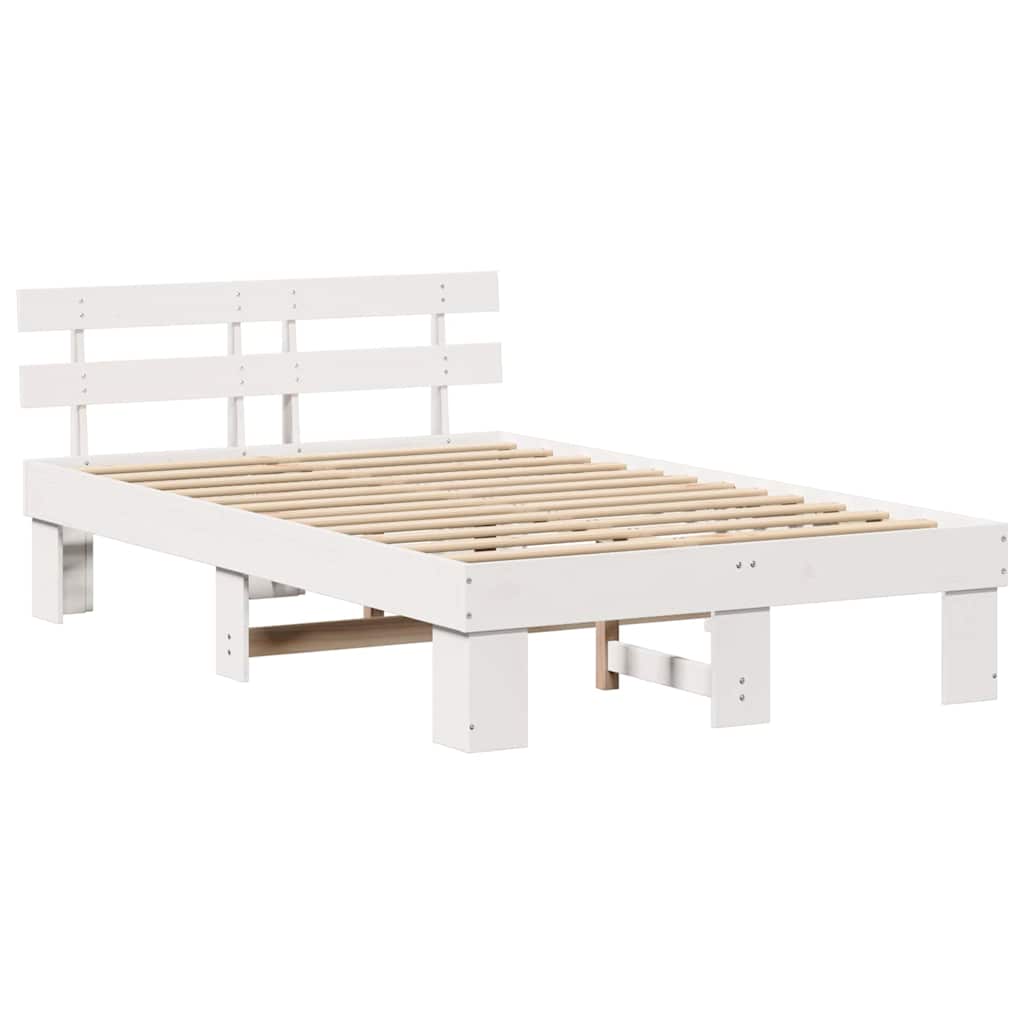 Sengestamme med hodegjerde Hvit 135 x 190 cm Massiv furu