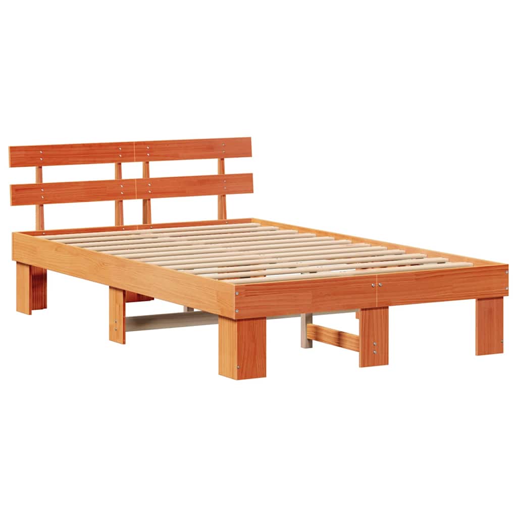 Sengestamme med hodegjerde Vokset Brun 120 x 190 cm Massiv furu