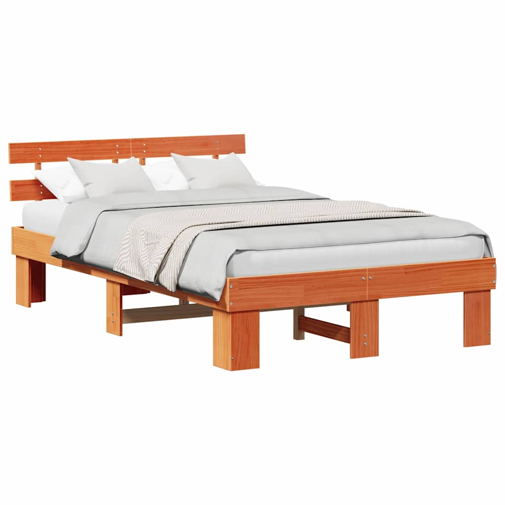Sengestamme med hodegjerde Vokset Brun 120 x 190 cm Massiv furu