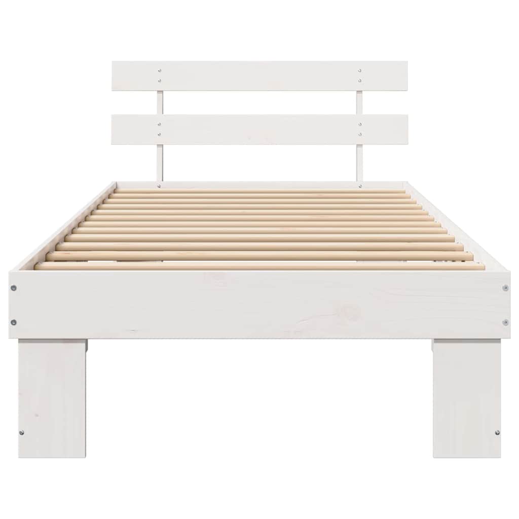 Sengestamme med hodegjerde Hvit 100 x 200 cm Massivt furutre