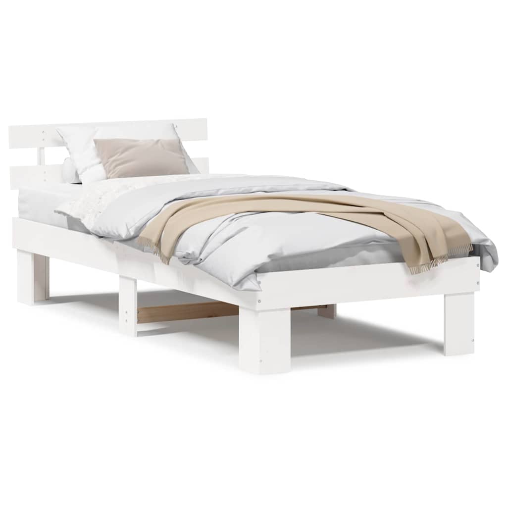 Sengestamme med hodegjerde Hvit 100 x 200 cm Massivt furutre