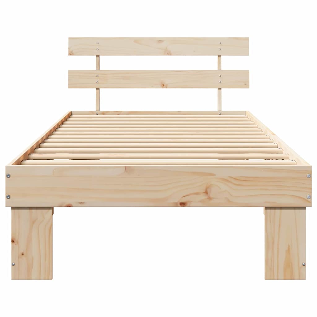 Sengestamme med hodegjerde Brun 90 x 200 cm Massivt furutre