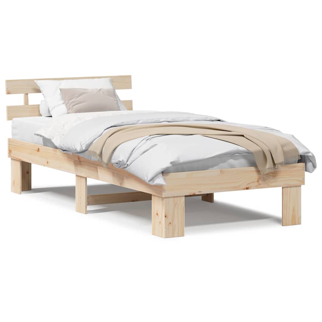 Sengestamme med hodegjerde Brun 90 x 200 cm Massivt furutre