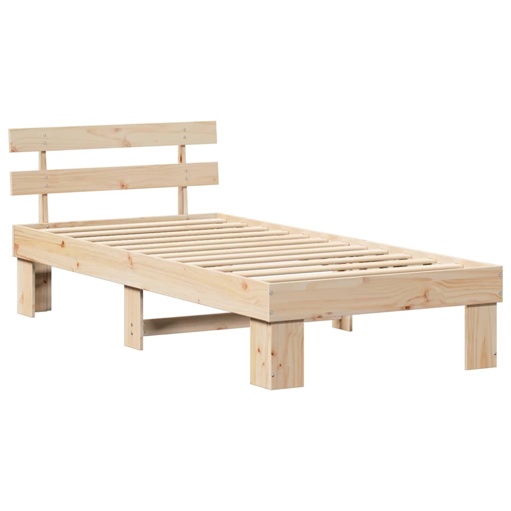 Sengestamme med hodegjerde Brun 80 x 200 cm Massivt furutre