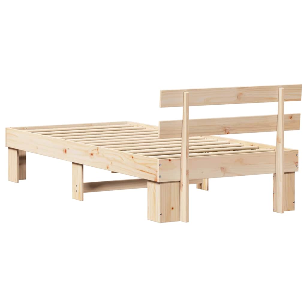 Sengestamme med hodegjerde Naturlig 80 x 200 cm Massiv furu