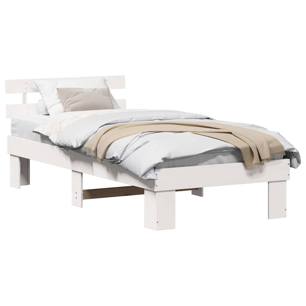 Sengestamme med hodegjerde Hvit 80 x 200 cm Massiv furu
