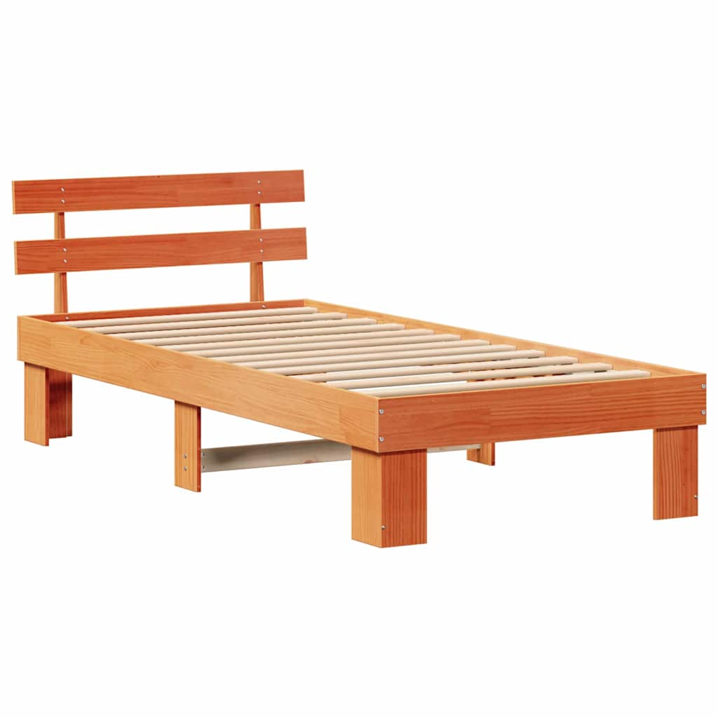 Sengestamme med hodegjerde Brun 80 x 200 cm Massivt furutre