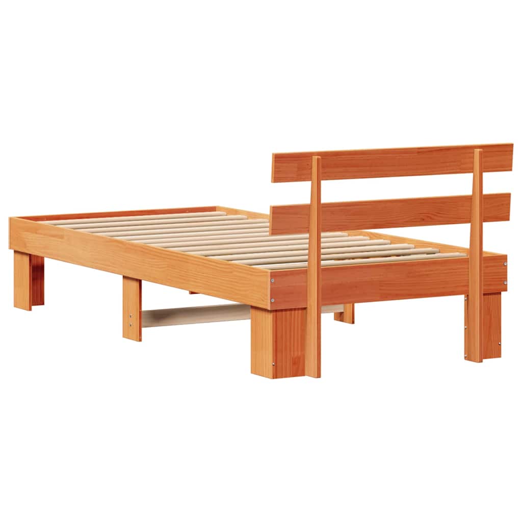 Sengestamme med hodegjerde Brun 80 x 200 cm Massivt furutre