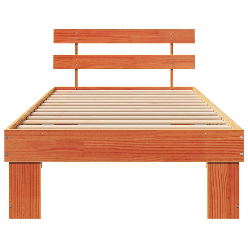 Sengestamme med hodegjerde Brun 80 x 200 cm Massivt furutre
