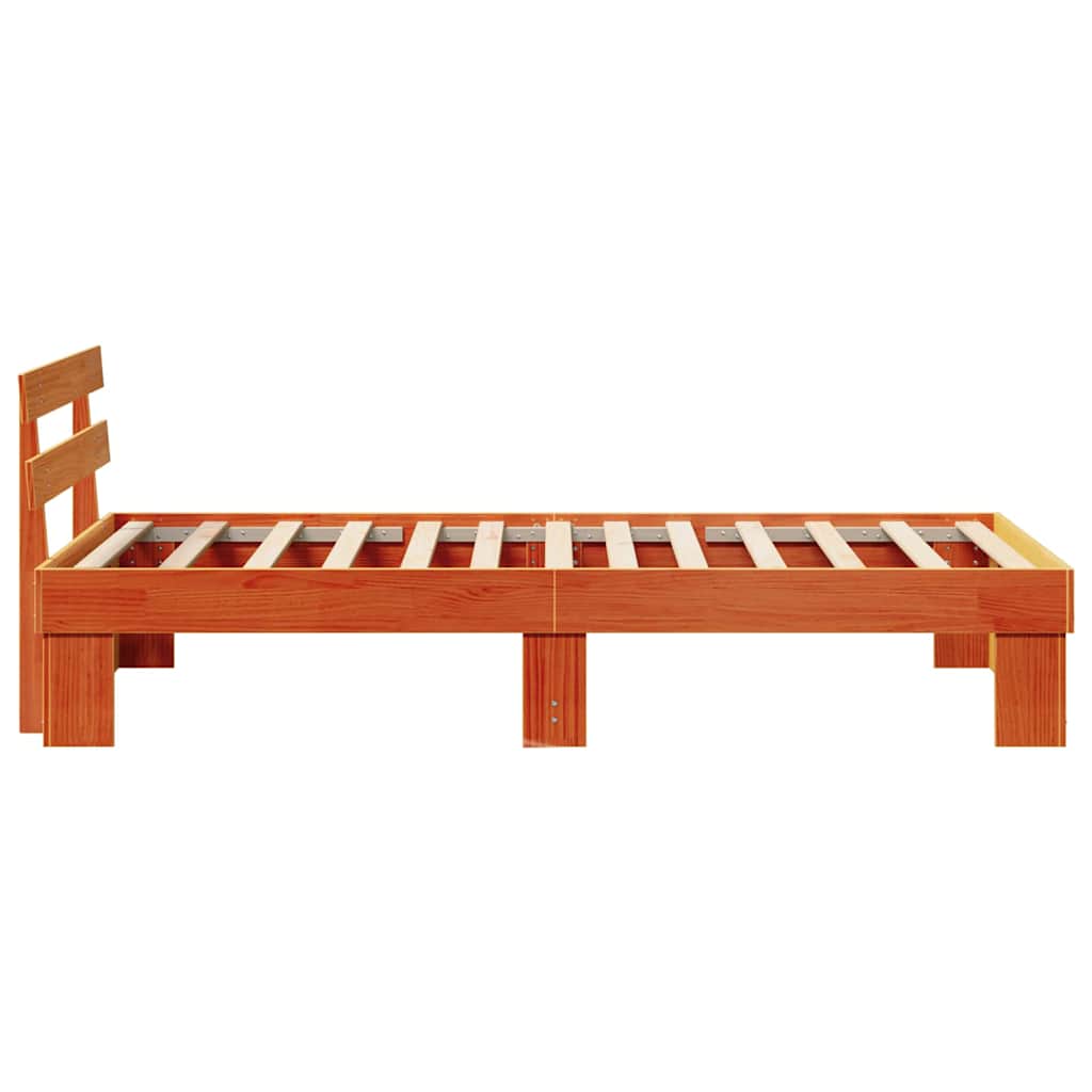Sengestamme med hodegjerde Brun 80 x 200 cm Massivt furutre
