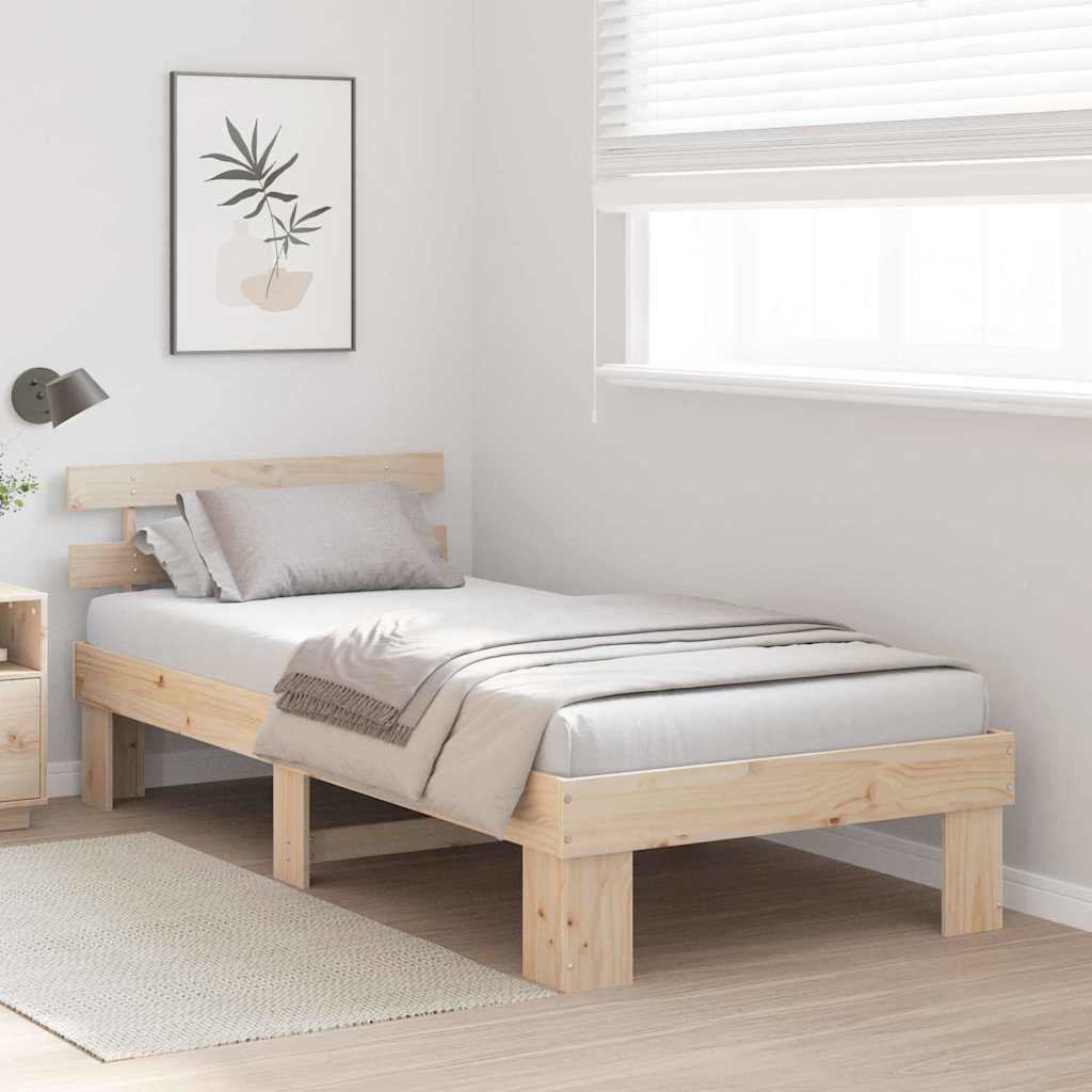 Sengestamme med hodegjerde Naturlig 75 x 190 cm Massiv furu